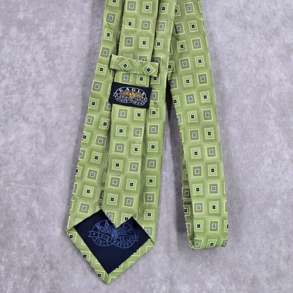Eagle Shirtmakers Since 1867 Green Blue Geometric 100% Silk Men's Neck Tie NWOT - Picture 3 of 6